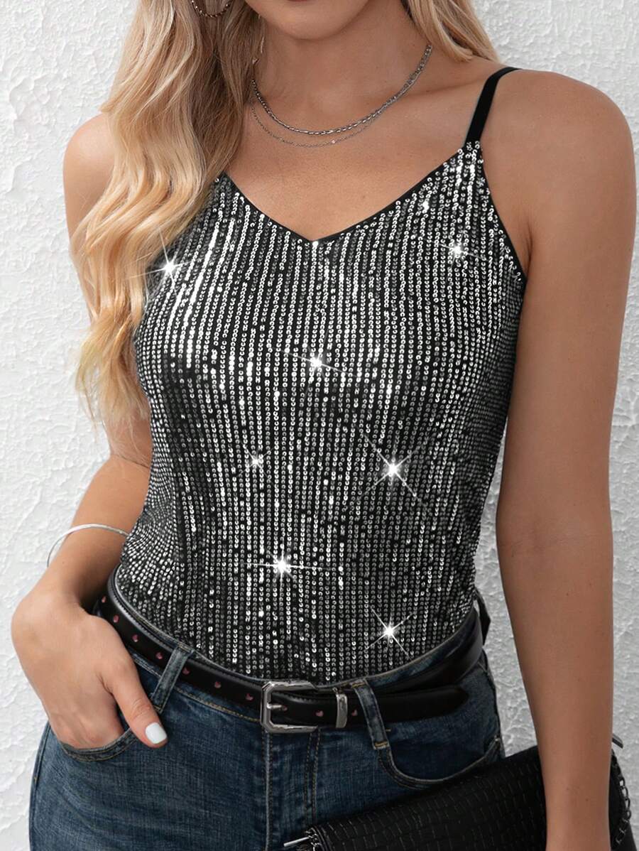 SHEIN Clasi Sequin Cami Top