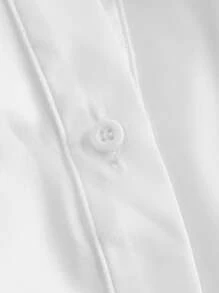 SHEIN MOD Vestido camisero de hombros caídos de cintura con fruncido con corbata - Blanco - Ver 5