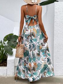 Breezaya Floral Print Halter Neck Ruffle Hem Dress - Multicolor - View 1