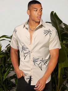 Manfinity RSRT Men Coconut Tree Print Shirt - Khaki - View 2