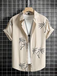 Manfinity RSRT Men Coconut Tree Print Shirt - Khaki - View 1