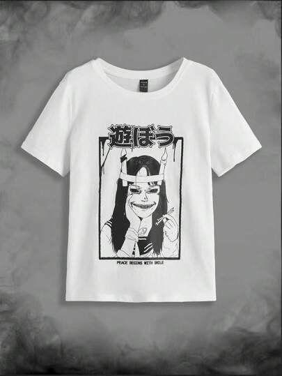 Pahlevi Anime Maglietta slogan con stampa figura