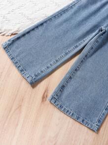 SHEIN Calças De Perna Larga Com Cintura Alta Estilo Saco De Papel Para Meninas Jovens
