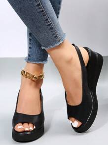 Giày sandal đế xuồng quai ngang tối giản dành cho nữ, giày mùa hè thanh lịch. - màu đen - Xem 3