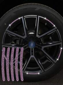 5pcs Rhinestone Decor Car Wheel Sticker - Pink - View 1