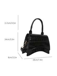 Mini Flap Novelty Bag Crocodile Embossed Solid Black - Black - View 6