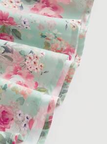 SHEIN MOD Vestido de tirantes con estampado floral bajo con fruncido - Multicolor - Ver 4