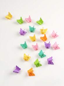 Chicas 20 piezas Garra de pelo de color al azar con diseño de mariposa para vida diaria - Multicolor - Ver 1