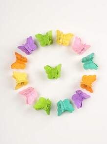 Chicas 20 piezas Garra de pelo de color al azar con diseño de mariposa para vida diaria - Multicolor - Ver 2