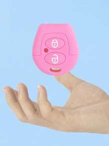 1pc Pink Car Key Silicone Protective Cover 2 Buttons Compatible With  Cars - Pink - View 1