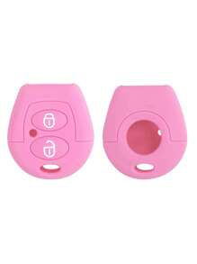 1pc Pink Car Key Silicone Protective Cover 2 Buttons Compatible With  Cars - Pink - View 2