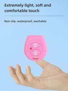1pc Pink Car Key Silicone Protective Cover 2 Buttons Compatible With  Cars - Pink - View 3