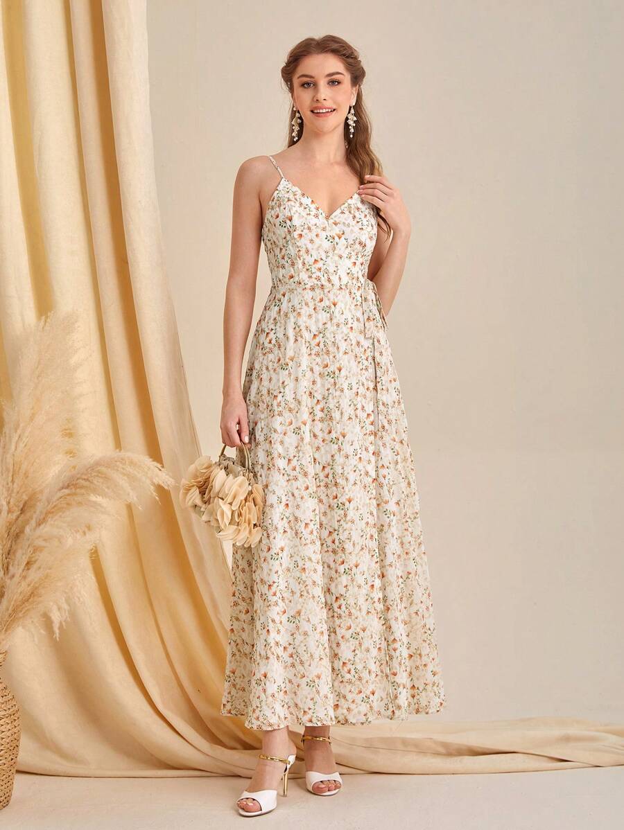 SHEIN Belle 碎花吊帶裙伴娘禮服