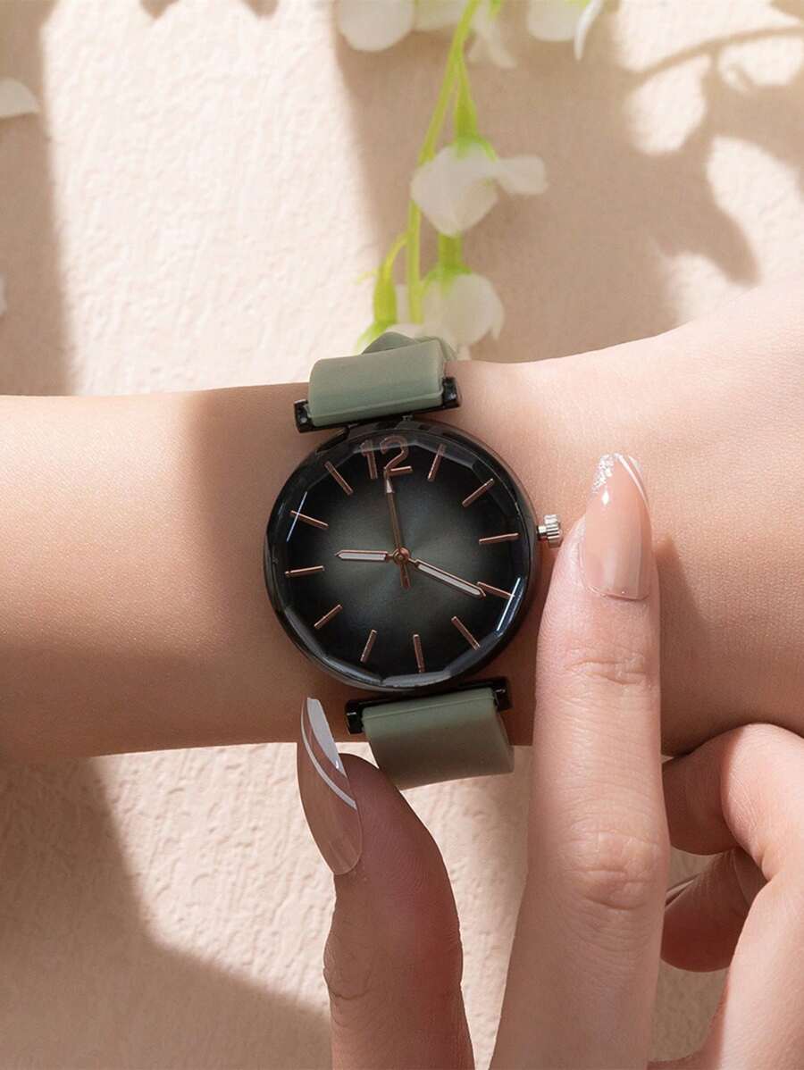 Đồng hồ thạch anh con trỏ tròn - màu xanh lá - Xem 1