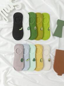 10 perechi de șosete invizibile pentru femei cu imprimeu avocado