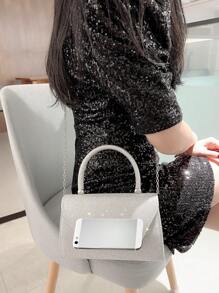 魅力四射,優雅,精美,安靜奢華亮片,時髦,奢華,發亮金屬亮絲翻蓋方包魅力四射銀,完美新娘錢包適合婚禮,舞會和派對活動晚會包,晚餐包適合派對女孩,女士 - 銀色 - 查看 6