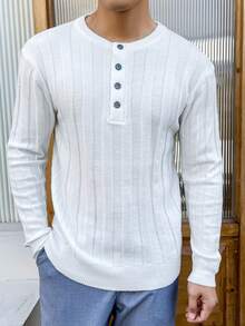 Manfinity Hypemode Nam Nút Nửa Áo len - trắng - Xem 6