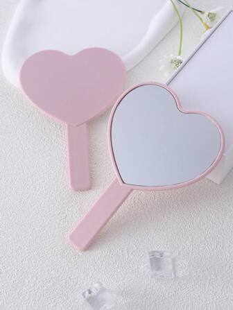 创意设计手持镜，1个心形带手柄化妆镜，便携式旅行镜，适合女性、妈妈、妻子、姐妹、少女、朋友，送给妈妈、女朋友的礼物，情人节Y2K风格化妆镜，梳妆镜，客厅、卧室、浴室家居装饰，旅行用品，婚礼、派对、生日礼物，送给男士、父母、挚友、老师的礼物，新年礼物，配饰，趣味礼物，价格实惠，圣诞礼物，化妆品，化妆工具，便宜好物，礼物，女士礼物，圣诞礼物