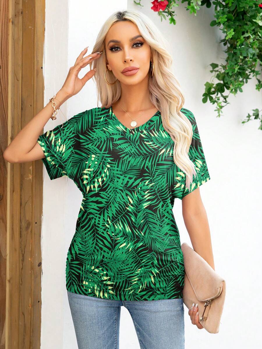 Tropical Print Tee - Multicolor - View 1