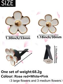 6入組花朵裝飾鋅合金汽車出風口夾 - 彩色 - 查看 3