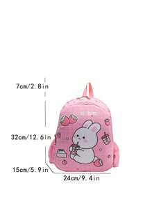Cartoon Rabbit Graphic Backpack Cute Pink School Bag Bookbag For School Outdoors Freshman Sophomore Junior Senior Underclassmen Upperclassmen Portable,Lightweight - Pink - View 6