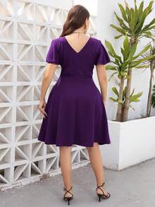 Đầm Plus Size Túi màu trơn Giải trí - Màu tím - Xem 2