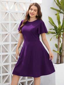 Đầm Plus Size Túi màu trơn Giải trí - Màu tím - Xem 3