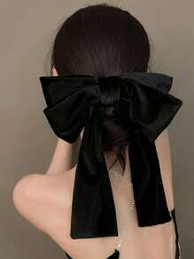 FRIFUL 1pc Women Bow Decor Fashion Hair Clip For Hair Decoration Elegant Valentine's Day Valentines Claw Clips Hair Claws Hair Barrettes, School Stuff, College, Winter Outfit For Women, Bows, Cute - Black - View 4