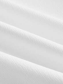 SHEIN MOD Đầm Xù Dải chun màu trơn Giải trí - trắng - Xem 3