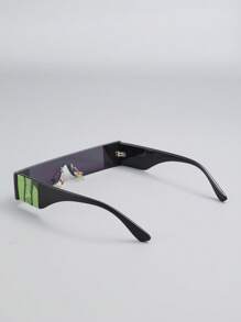 1pair Men Square Frame Graphic Fashion Glasses For Party - Black - View 2