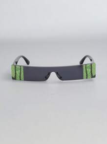 1pair Men Square Frame Graphic Fashion Glasses For Party - Black - View 3