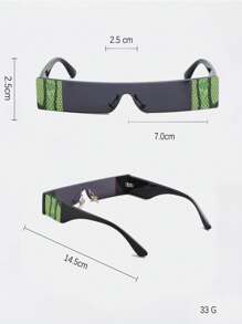 1pair Men Square Frame Graphic Fashion Glasses For Party - Black - View 5