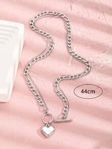 1 vòng cổ mặt dây chuyền trái tim bằng thép không gỉ cho bé gái dự tiệc - Bạc - Xem 3