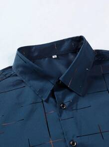 Manfinity Homme Men Plaid Print Button Up Shirt - Navy Blue - View 4