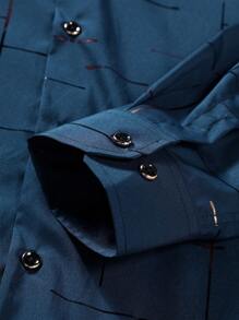 Manfinity Homme Men Plaid Print Button Up Shirt - Navy Blue - View 5