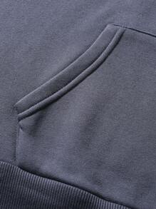 Manfinity LEGND Loose Fit Eye & Slogan Print Kangaroo Pocket Drawstring Hoodie For Men - Grey - View 6