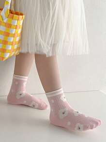 Chicas 5 pares Calcetines con patrón floral transpirable para vida diaria - Multicolor - Ver 2