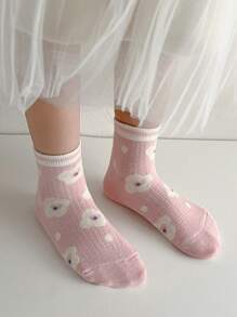 Chicas 5 pares Calcetines con patrón floral transpirable para vida diaria - Multicolor - Ver 3