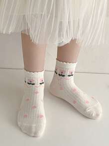 Chicas 5 pares Calcetines con patrón floral transpirable para vida diaria - Multicolor - Ver 4