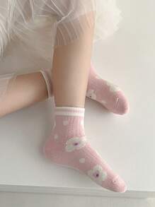 Chicas 5 pares Calcetines con patrón floral transpirable para vida diaria - Multicolor - Ver 5