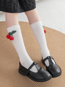 1 para Skarpety dziewczęce Cherry Decor na łydki do codziennego życia