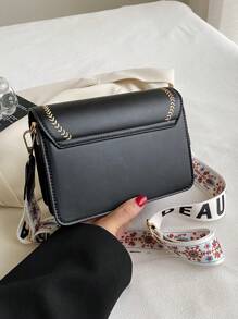 Lightweight And Fashionable Business Casual Women's Handbag, Multi-Functional New Crossbody Bag, Casual Color Block Design, Small Square Bag, Wide Strap, Suitable For Parties, Dates, School, Outdoor Activities, An Ideal Gift For Teenage Girls, College Students, Young Professionals And Office Workers. Perfect For Office, University, Work, Business, Commuting, Outdoor, Travel, And Hiking Occasions. - Black and White - View 4