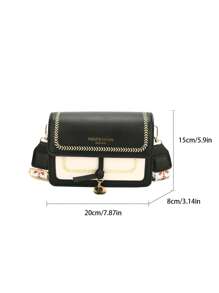 Lightweight And Fashionable Business Casual Women's Handbag, Multi-Functional New Crossbody Bag, Casual Color Block Design, Small Square Bag, Wide Strap, Suitable For Parties, Dates, School, Outdoor Activities, An Ideal Gift For Teenage Girls, College Students, Young Professionals And Office Workers. Perfect For Office, University, Work, Business, Commuting, Outdoor, Travel, And Hiking Occasions. - Black and White - View 8