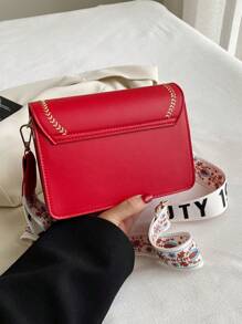 时尚女士手提包，百搭新款斜挎包，休闲撞色设计，小巧方包，宽肩带，适合派对、约会、上学、户外活动等场合，也是一份很棒的礼物。 - 酒紅色 - 查看 4