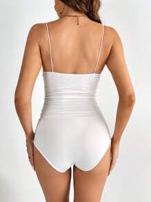 SHEIN Tall Body de tirantes escote drapeado fruncido - Blanco - Ver 2
