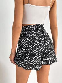 SHEIN Tall Ditsy Floral Print Elastic Waist Skort - Black - View 2