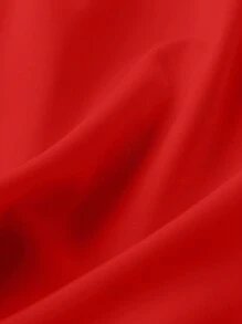 DreamSkyne Plus Size Women's Solid Color Lapel Button Half Sleeve Dress For New Year Clothes - Red - View 3