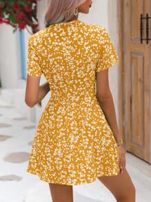 Breezaya Đầm Trọn gói Họa tiết hoa Boho - Màu vàng - Xem 2