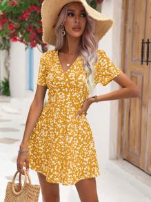 Breezaya Đầm Trọn gói Họa tiết hoa Boho - Màu vàng - Xem 3
