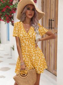 Breezaya Đầm Trọn gói Họa tiết hoa Boho - Màu vàng - Xem 5